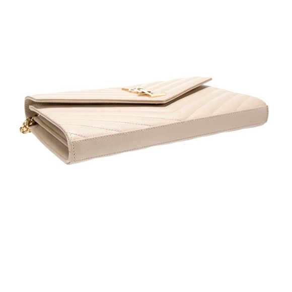 Saint Laurent Beige Quilted Leather Chain Wallet - Picture 2 of 13